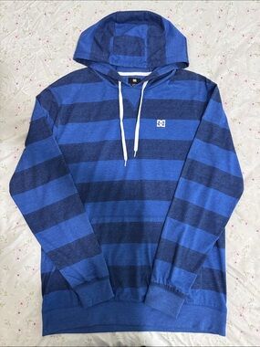 DC Men's Blue Striped Hooded Sweatshirt